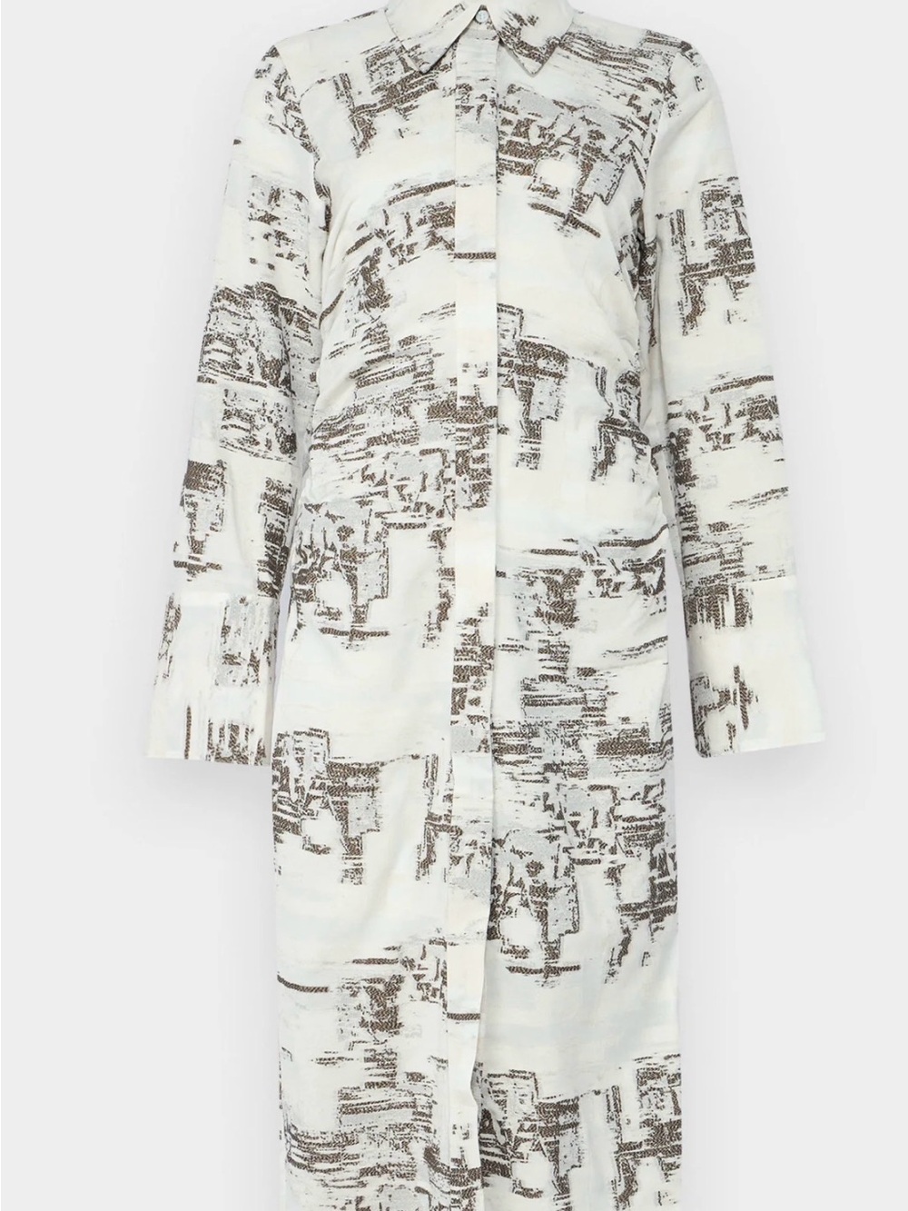 DAY Printed Button-Front Midi Shirt Dress in White and Gray Size US 6 - Picture 4 of 6